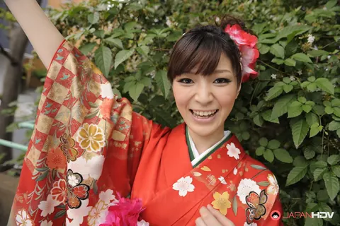 Sakura Aoi: Busty Japanese Brunette Opens Her Kimono to Show Her Hairy Bush – photo 6 of 15
