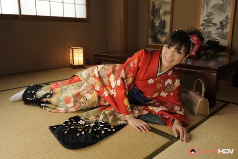 Sakura Aoi: Busty Japanese Brunette Opens Her Kimono to Show Her Hairy Bush – photo 11 of 15