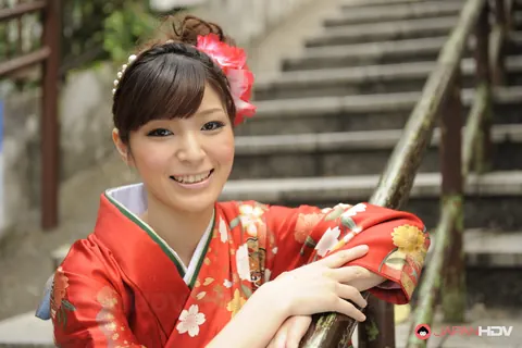 Sakura Aoi: Busty Japanese Brunette Opens Her Kimono to Show Her Hairy Bush – photo 3 of 15