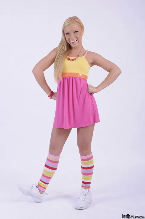 Ally Kay & Kasey Grant: Slim Blonde Spreads Her Shaved Pussy in Socks – photo 1 of 17