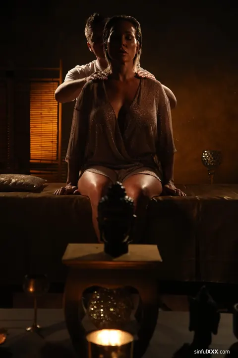 Aubrey Black: Busty Australian MILF Rides Her Partner's Cock During Oiled Massage – photo 1 of 21