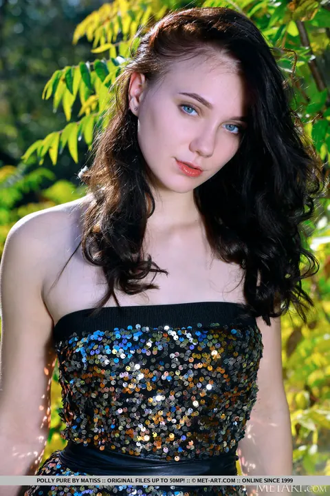 Polly Pure: Slim Brunette Strips Out of Her Cocktail Dress Outdoors – photo 1 of 18