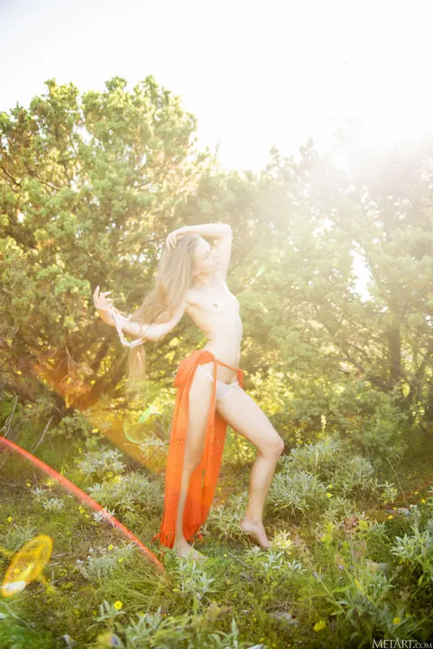 Milena D: Petite Blonde Strips and Spreads Her Hairy Pussy Outdoors – photo 5 of 20