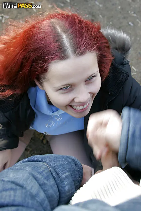 Redhead Sucks Cock and Takes Anal Outdoors for a Facial – photo 3 of 16