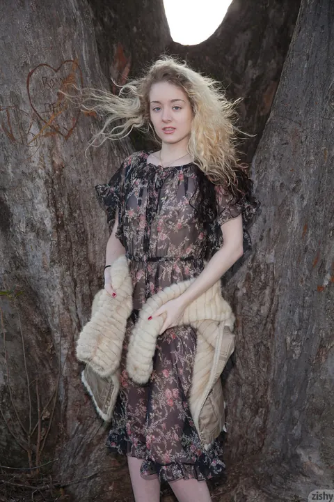 Veronica Hatley: Thick Blonde Lifts Her Sheer Dress to Flash Panties Outdoors – photo 5 of 12