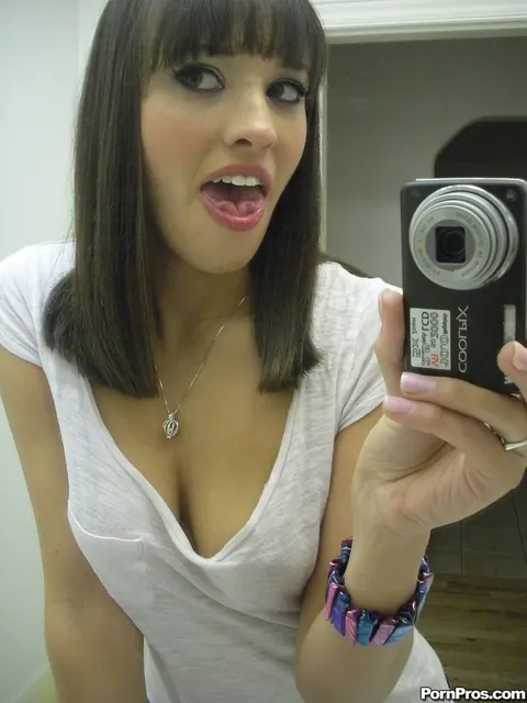 Nadia Aria: Busty Latina Undresses in the Bathroom Mirror for Selfies – photo 3 of 16