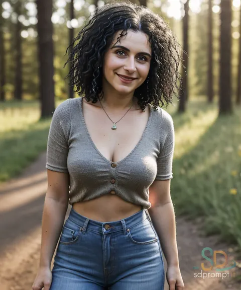 Curly-Haired Woman Spreads Her Pussy Outdoors in AI-Generated Set – photo 2 of 21