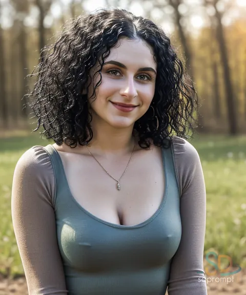 Curly-Haired Woman Spreads Her Pussy Outdoors in AI-Generated Set – photo 3 of 21