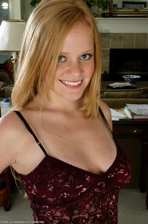 Pale Redhead with Big Tits Pulls Panties Aside to Finger Her Pussy – photo 2 of 21