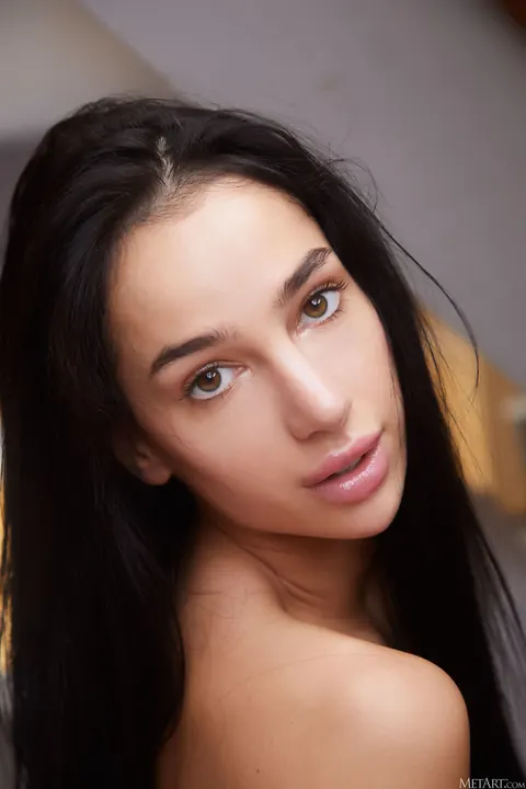 Kama Oxi: Ukrainian Brunette Strips Nude and Spreads Her Shaved Pussy Wide – photo 13 of 21
