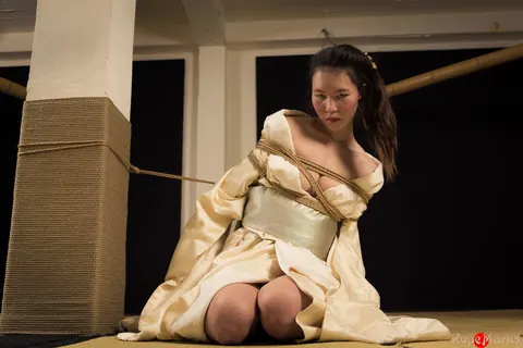 Asian Brunette Restrained with Rope in Shibari Session – photo 4 of 16