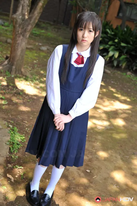 Ai Uehara: Slim Japanese Brunette Poses in a Skirt in the Garden – photo 7 of 15