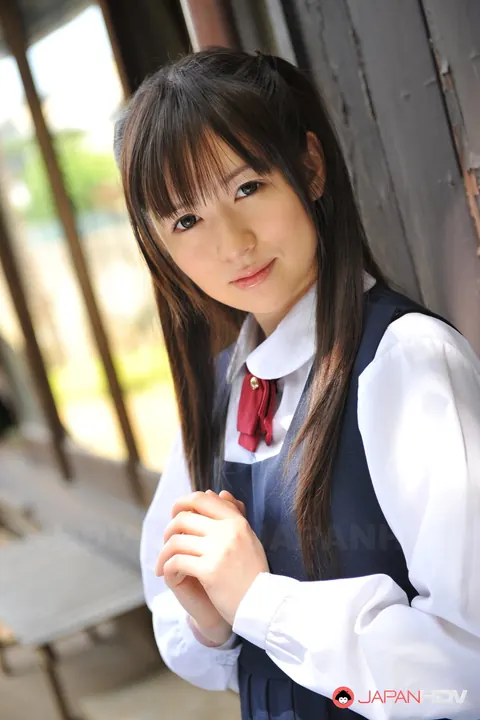 Ai Uehara: Slim Japanese Brunette Poses in a Skirt in the Garden – photo 6 of 15