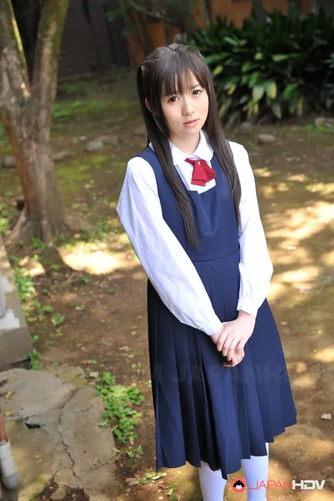 Ai Uehara: Slim Japanese Brunette Poses in a Skirt in the Garden – photo 8 of 15