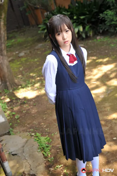 Ai Uehara: Slim Japanese Brunette Poses in a Skirt in the Garden – photo 9 of 15