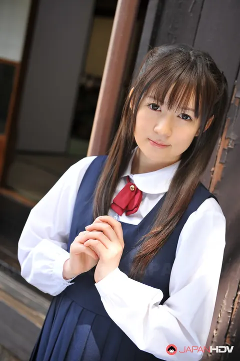 Ai Uehara: Slim Japanese Brunette Poses in a Skirt in the Garden – photo 3 of 15