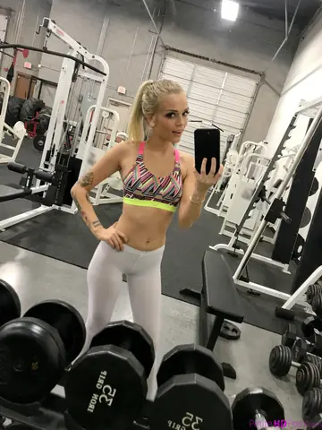 Blonde in Yoga Pants Gives a Blowjob and Takes Anal Doggy Style in the Gym