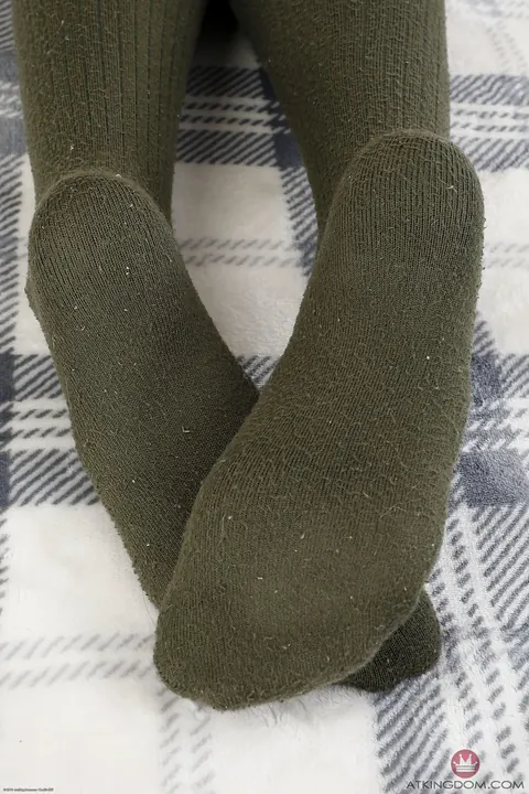 Kyler Quinn: Petite Brunette in Socks Spreads and Shows Her Feet – photo 6 of 21