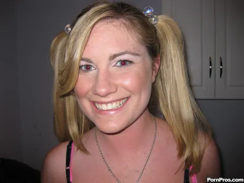 Hayden Night: Busty Blonde in Pigtails Spreads Her Pussy Wide – photo 1 of 16