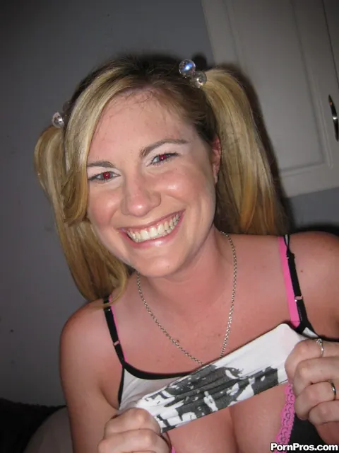 Hayden Night: Busty Blonde in Pigtails Spreads Her Pussy Wide – photo 3 of 16