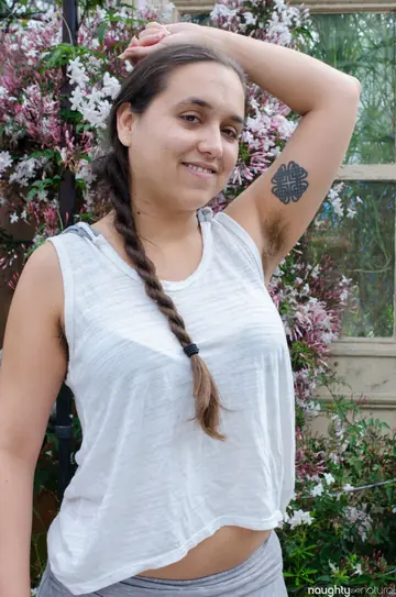 BBW Brunette Bares Her Hairy Pussy and Piercings Outdoors