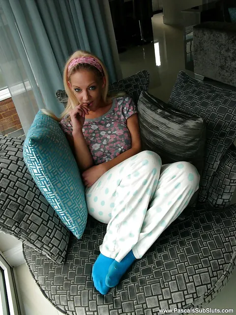 Loulou Petite: Blonde European Strips and Masturbates in Socks – photo 4 of 16
