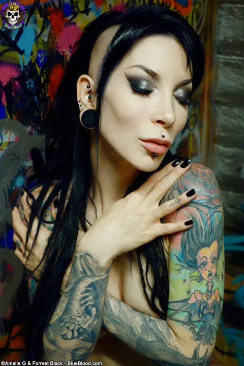 Razor Candi: Tattooed Redhead MILF Strips Out of Her Panties in a Graffiti Bathroom – photo 13 of 15