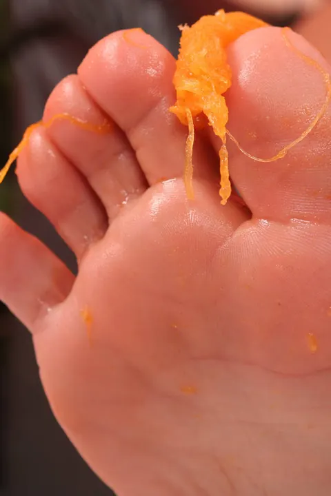 Eve Angel: Hairy MILF in Heels Smashes Pumpkin with Her Feet – photo 13 of 21