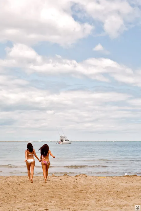 Nikki Mitchell: Two Brunettes with Big Natural Tits Pose in Bikinis Outdoors – photo 2 of 15
