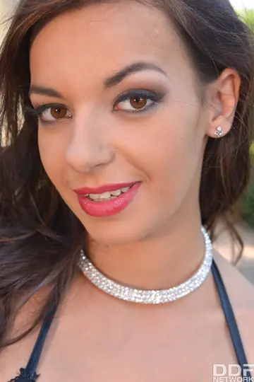 Sophia Laure – Slim Ebony Brunette with Big Enhanced Tits Uses a Dildo and Spreads Wide