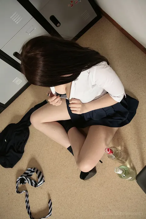Busty Brunette Strips Out of Her Skirt and Heels – photo 6 of 15