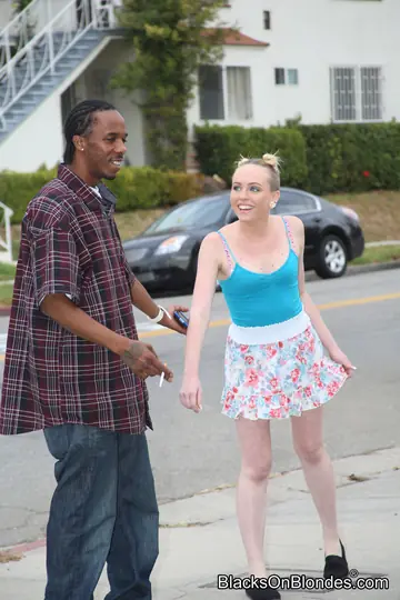 Pale Slim Blonde Takes Interracial Anal in a Threesome