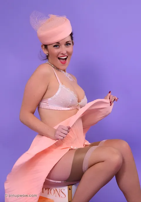 Zoe Alexandra: Brunette in Lingerie and Stockings Flashes Her Big Tits – photo 14 of 17