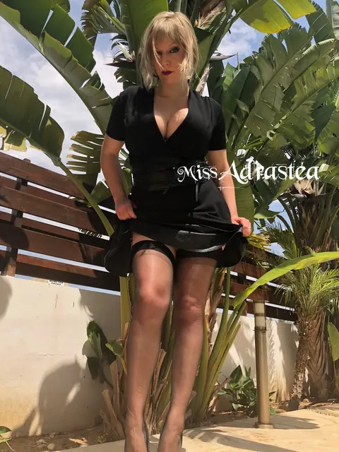 Miss Adrastea: Busty Blonde MILF Spreads Her Legs Outdoors in a Skirt – photo 14 of 15