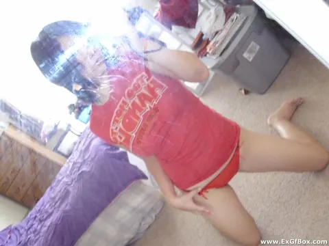 Asian Brunette Strips to Panties and Spreads for Mirror Selfies – photo 2 of 20