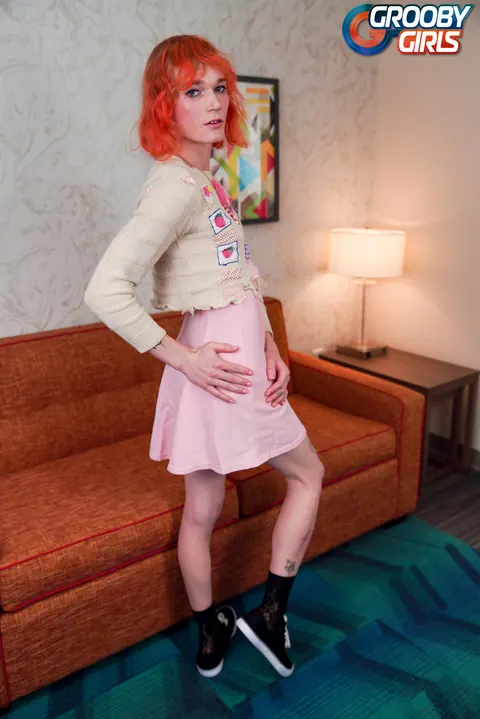 Trans Woman Strips Naked and Displays Her Body for the Camera – photo 2 of 16